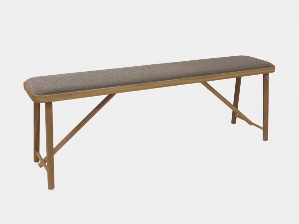 Hastings Bench solid oak, light grey fabric top